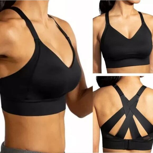 NWT Brooks‎ Drive Interlace Run Bra Black Size 40DD/E Cardio Walking Activewear - Picture 1 of 11
